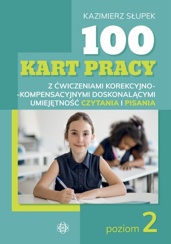 Okładka zestawu 100 kart pracy korekcyjno-kompensacyjnych do czytania i pisania Harmonia podręczniki