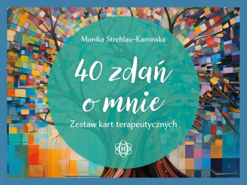 Zestaw 40 kart terapeutycznych 40 zdań o mnie wydawnictwa Harmonia podręczniki, widok okładki i grafiki na karcie