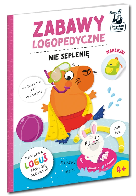 Okładka książki Kapibara Loguś Kapitan Nauka z zadaniami logopedycznymi dla dzieci ćwiczących głoski S, Z, C, DZ