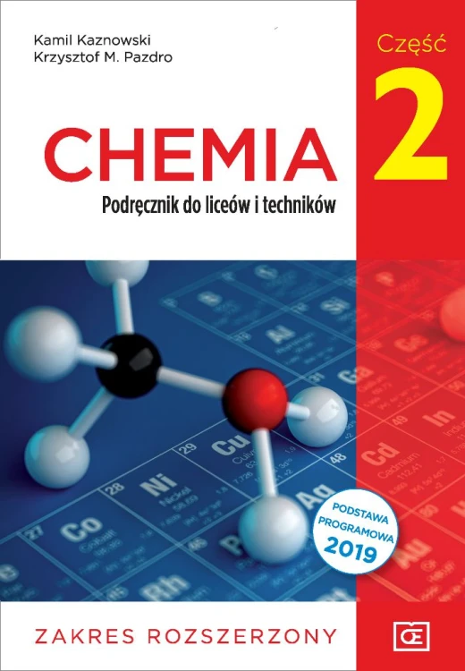 Podręcznik chemii dla klasy 2 liceów i techników Pazdro, widok okładki formatu 235x165x3 mm