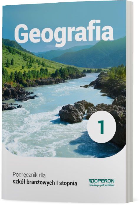 Podręcznik do geografii dla klasy 1 szkoły branżowej z miękką okładką i formatem 235x165x1 mm, wydany przez OPERON PODRĘCZNIKI 2