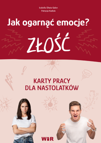 Zestaw kart pracy Jak ogarnąć emocje? Złość wydawnictwa Wir (T) prezentujący stronę z kreatywnymi grafikami i sketchnotingiem