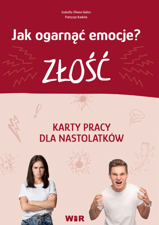 Zestaw kart pracy Jak ogarnąć emocje? Złość wydawnictwa Wir (T) prezentujący stronę z kreatywnymi grafikami i sketchnotingiem