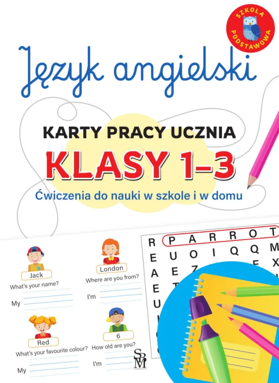 Zestaw kart pracy do języka angielskiego dla klas 1–3 SBM w formacie 283x206x1 mm, widok okładki