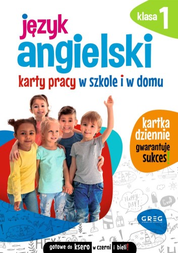 Okładka edukacyjnych kart pracy do języka angielskiego dla klasy 1 szkoły podstawowej wydawnictwa GREG