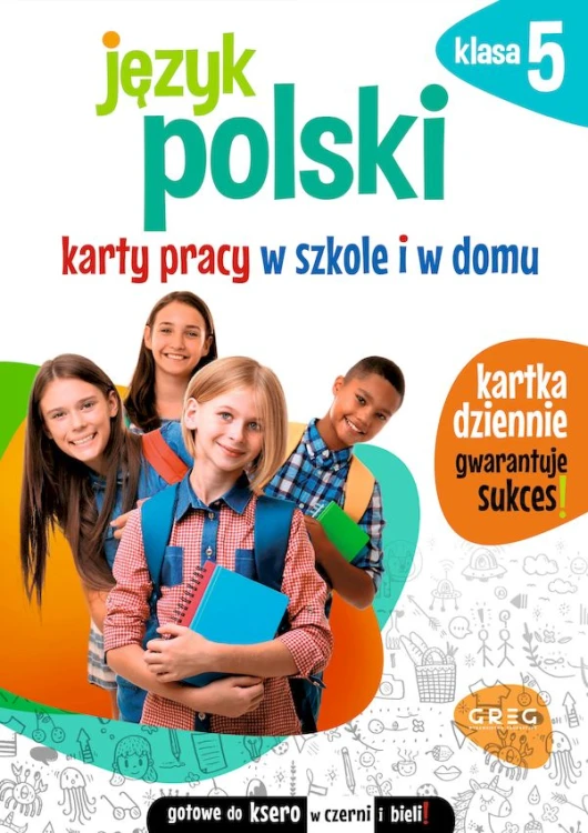 Okładka kart pracy Język polski klasa 5 wydawnictwa GREG
