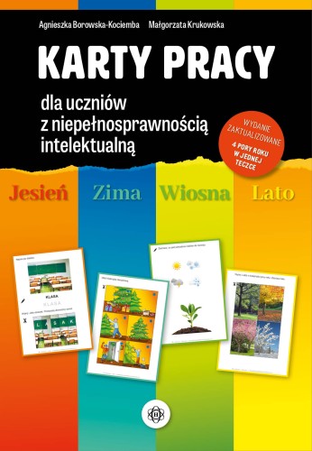 Karty pracy dla uczniów z niepełnosprawnością intelektualną - Harmonia podręczniki, okładka z motywami czterech pór roku