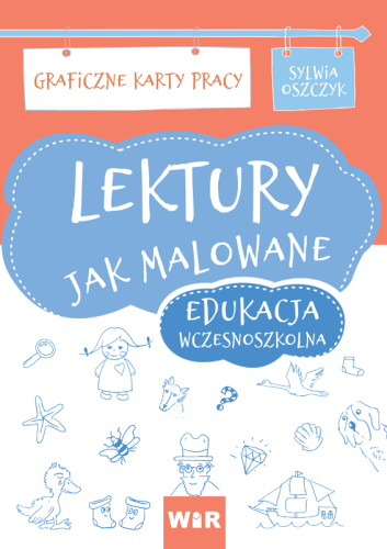 Okładka graficznych kart pracy Lektury jak malowane Wir (T) dla edukacji wczesnoszkolnej