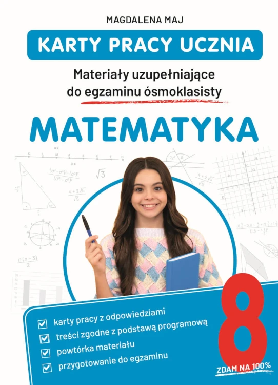Okładka karty pracy do matematyki SBM przygotowującej do egzaminu ósmoklasisty