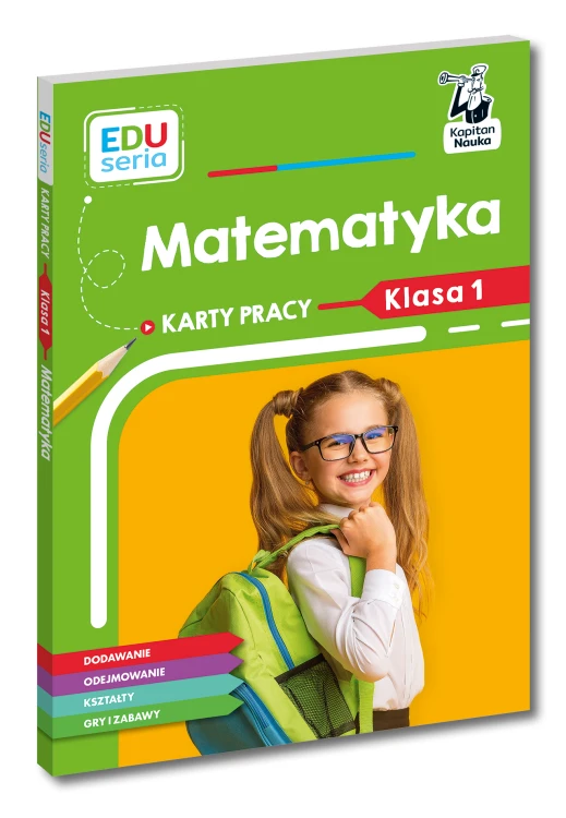 Okładka kart pracy EDUseria Matematyka dla klasy 1 od Kapitan Nauka z ilustracjami edukacyjnymi