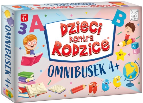 Zbliżenie na karty z 100 zagadkami rysunkowymi w grze Dzieci kontra Rodzice Omnibusek 4+