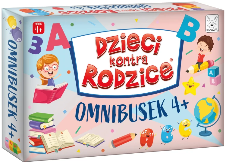 Zbliżenie na karty z 100 zagadkami rysunkowymi w grze Dzieci kontra Rodzice Omnibusek 4+