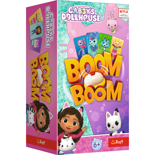 Karty z postaciami z bajki Koci Domek Gabi do gry Boom Boom od Trefl PAP