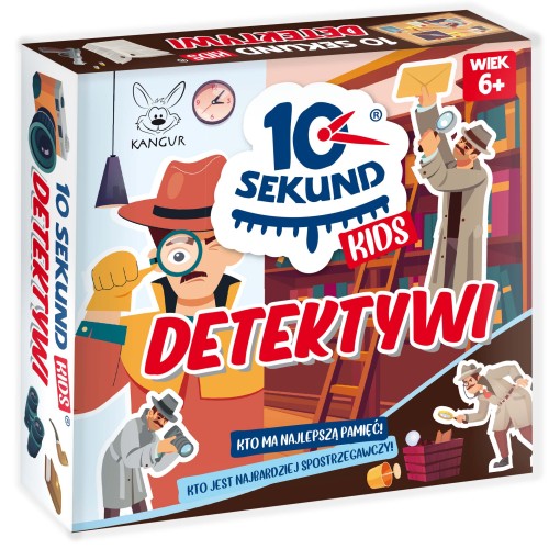 Gra 10 Sekund Kids Detektywi KANGUR – pudełko oraz zestaw kart do gry pamięciowej dla dzieci od 6 lat