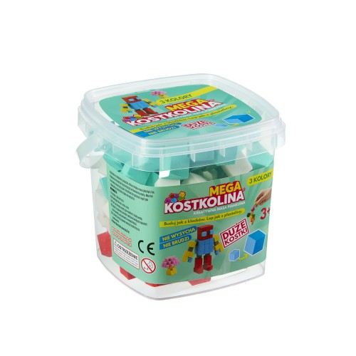 Opakowanie Mega Kostkolina masa kreatywna ART AND PLAY z trzema kolorami masy w wymiarach 125x135 mm
