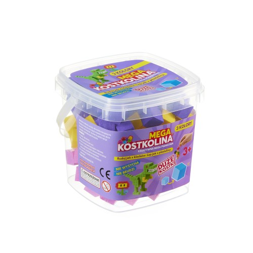 Mega Kostkolina Purple masa kreatywna ART AND PLAY z dużymi i małymi kostkami w trzech kolorach do kreatywnej zabawy