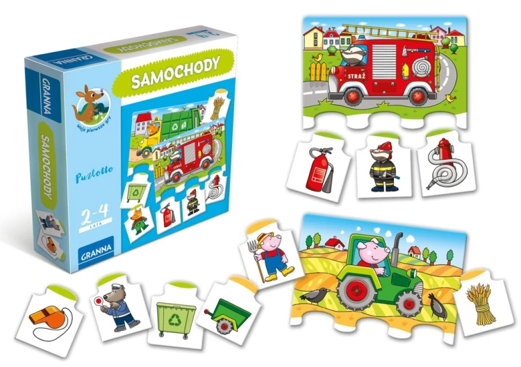 Puzzlotto Samochody – edukacyjne puzzle o pojazdach marki GRANNA w formacie 190x190 mm
