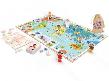 Plansza i elementy gry edukacyjnej Wszystkie Dzieci Świata od TACTIC GAMES