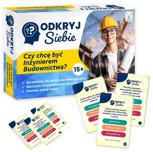 Gra edukacyjna Odkryj Siebie Czy chcę być Inżynierem Budownictwa KANGUR w formacie 115x175 mm