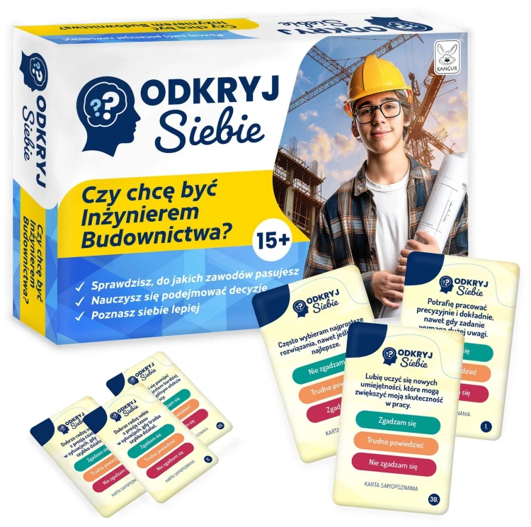 Gra edukacyjna Odkryj Siebie Czy chcę być Inżynierem Budownictwa KANGUR w formacie 115x175 mm