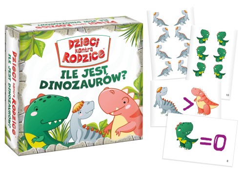 Gra karciana Dzieci kontra Rodzice Ile jest dinozaurów? KANGUR - karty z dinozaurami