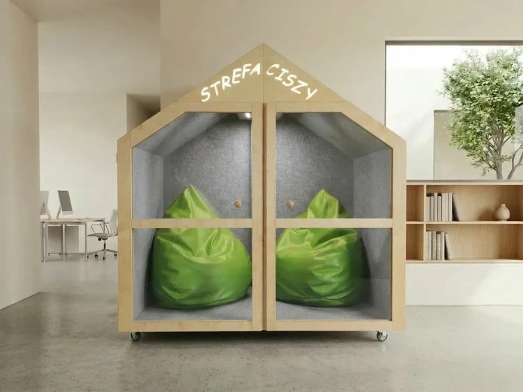 Detal konstrukcji domku akustycznego NALUCONCEPT do strefy ciszy