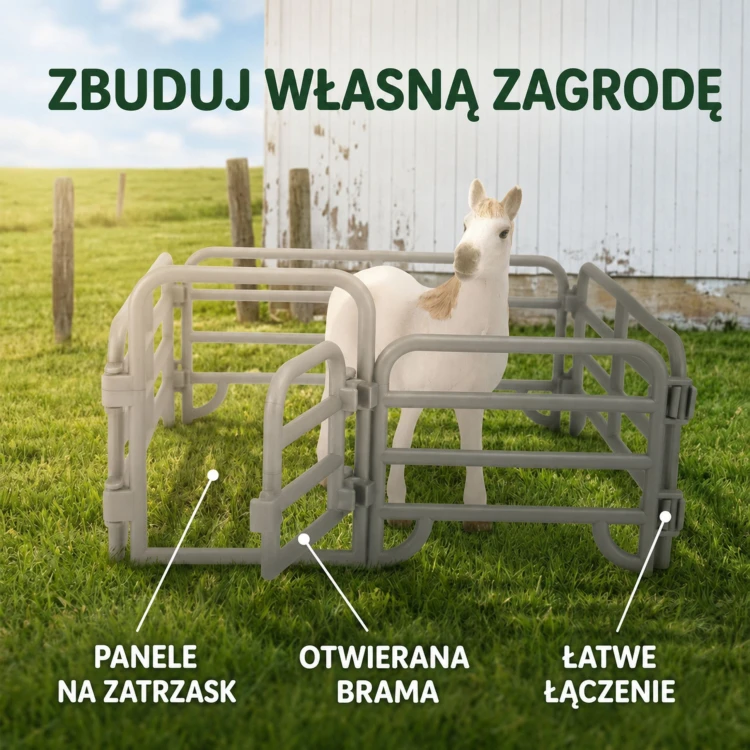Trzy różne figurki koni z zestawu Farma Konie Mały Farmer marki WOOPIE