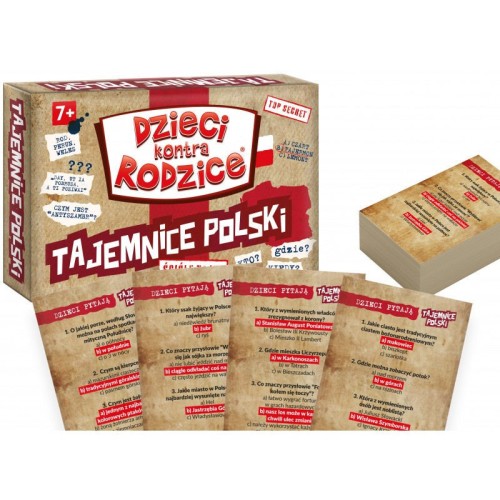Karty pytania i pułapki w grze Dzieci kontra Rodzice Tajemnice Polski KANGUR
