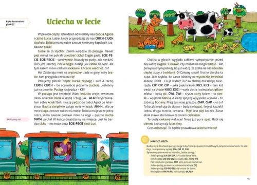Strony książki Bajki logopedyczne misia API z ćwiczeniami logopedycznymi dla dzieci