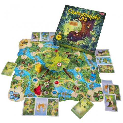 Widok zestawu Czarodziejski Las TACTIC GAMES z trójwymiarowym drzewem i kolorowymi klejnotami