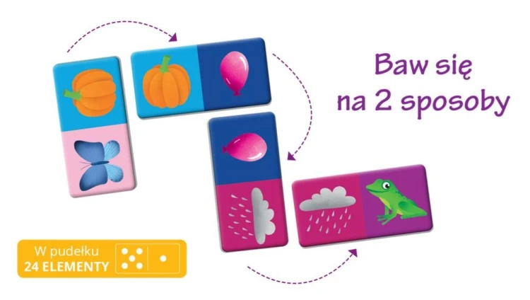 Kafelki Domino Kolory Edgard PAP – przykładowe zestawienie kolorów i ilustracji