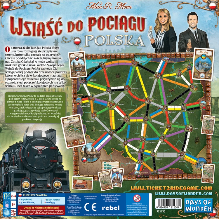 Zestaw 35 kart biletów i 20 kart państw z dodatku Wsiąść do Pociągu Kolekcja Map 6.5 Polska