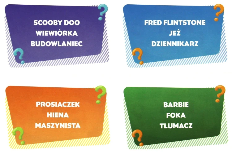 Zestaw kart do gry Dzieci kontra Rodzice Kim Jestem? KANGUR z pytaniami do zgadywania