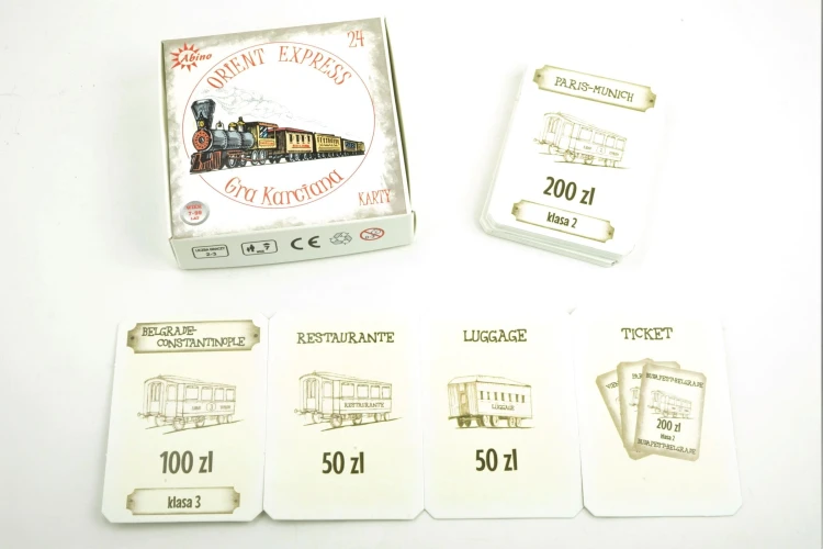 Karty gry Orient Express ABINO przedstawiające bilety i karty specjalne