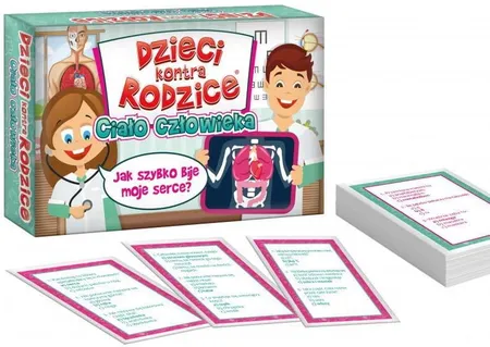 Zestaw kart z pytaniami o anatomii w grze Dzieci kontra Rodzice Ciało Człowieka KANGUR