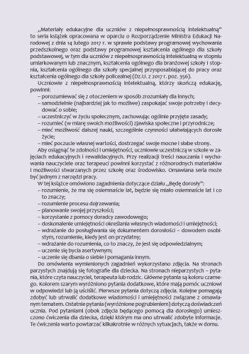 Zbliżenie stron z ćwiczeniami Będę dorosły Harmonia