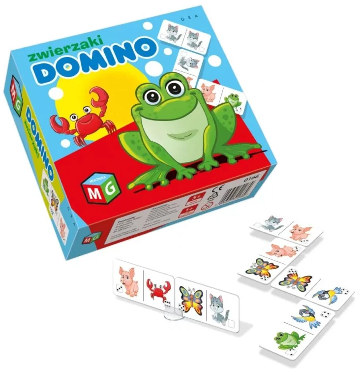 Domino Zwierzaki obrazkowa gra edukacyjna MULTIGRA w opakowaniu, wymiary 185x195 mm