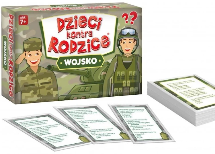 Gra edukacyjna Dzieci kontra Rodzice Wojsko KANGUR, format 113x173 mm, 50 kart