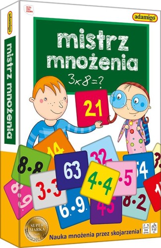 Gra edukacyjna Mistrz Mnożenia ADAMIGO - zestaw kartoników do nauki tabliczki mnożenia