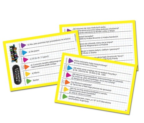 Karty z pytaniami i pionki do gry Trivial Pursuit Dzieciaki Bystrzaki od Winning Moves