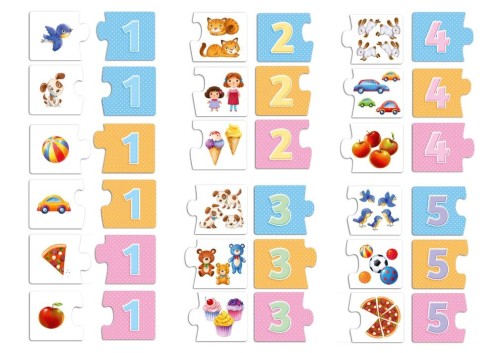 Kolorowe puzzle edukacyjne Raz, Dwa, Trzy GRANNA - układanie i zabawa