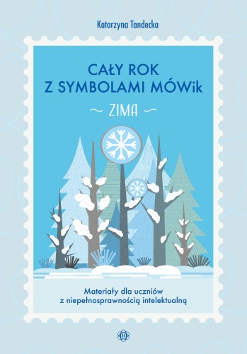 Okładka kart pracy Zima z symbolami MÓWik od Harmonia podręczniki, wspierających uczniów ze specjalnymi potrzebami edukacyjnymi