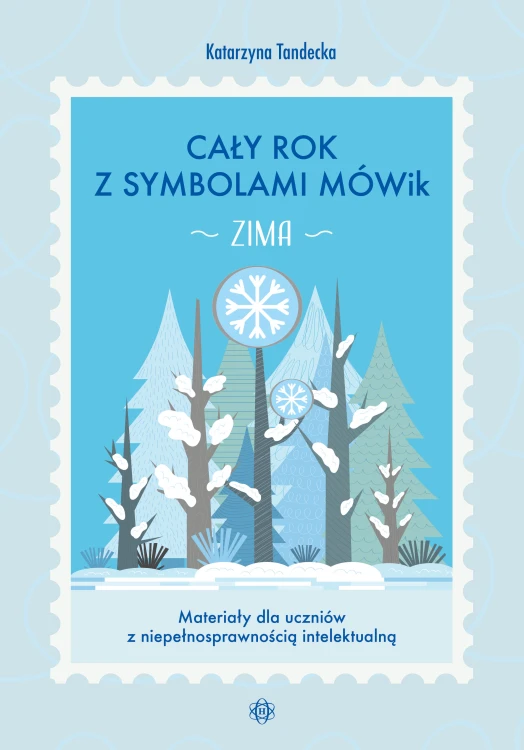 Okładka kart pracy Zima z symbolami MÓWik od Harmonia podręczniki, wspierających uczniów ze specjalnymi potrzebami edukacyjnymi