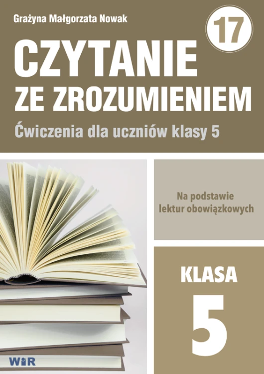 Zestaw ćwiczeń Czytanie ze zrozumieniem dla klasy 5 WIR – okładka książki edukacyjnej