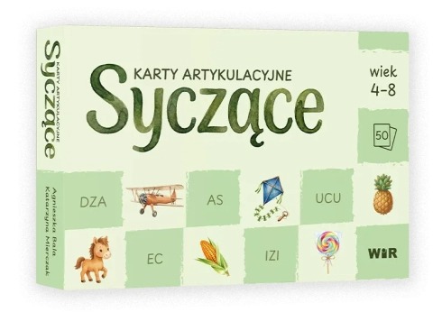 Zestaw 50 kart artykulacyjnych Syczące do ćwiczeń głosek s, z, c, dz dla dzieci 4–8 lat od wydawnictwa Wir (T)