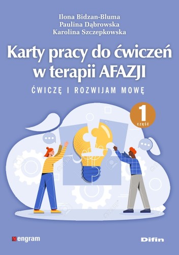 Okładka kart pracy do terapii afazji Difin z ćwiczeniami rozwijającymi mowę i rozumienie