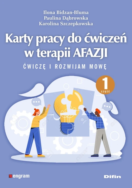 Okładka kart pracy do terapii afazji Difin z ćwiczeniami rozwijającymi mowę i rozumienie