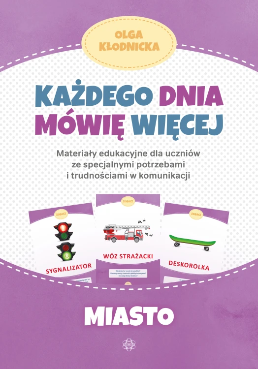 Okładka materiałów edukacyjnych Miasto z serii Każdego dnia mówię więcej wydawnictwa Harmonia podręczniki