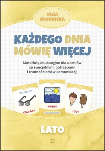 Okładka książki edukacyjnej Każdego dnia mówię więcej wydawnictwa Harmonia podręczniki, wspierającej rozwój mowy dzieci