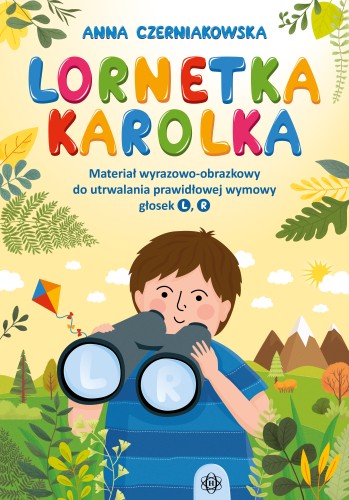 Lornetka Karolka zeszyt ćwiczeń logopedycznych HARMONIA z głoskami l i r, widok okładki